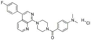 4-((4-[5-(4-FLUOROPHENYL)-1,7-NAPHTHYRIDIN-8-YL]PIPERAZIN-1-YL)CARBONYL)-N,N-DIMETHYLANILINE HYDROCHLORIDE Struktur