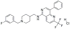 N-([1-(3-FLUOROBENZYL)PIPERIDIN-4-YL]METHYL)-8-PHENYL-2-(TRIFLUOROMETHYL)-1,6-NAPHTHYRIDIN-5-AMINE HYDROCHLORIDE Struktur