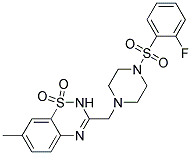 3-((4-[(2-FLUOROPHENYL)SULFONYL]PIPERAZIN-1-YL)METHYL)-7-METHYL-2H-1,2,4-BENZOTHIADIAZINE 1,1-DIOXIDE Struktur