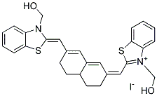 3-(HYDROXYMETHYL)-2-([7-([3-(HYDROXYMETHYL)-1,3-BENZOTHIAZOL-2(3H)-YLIDENE]METHYL)-4,4A,5,6-TETRAHYDRO-2(3H)-NAPHTHALENYLIDENE]METHYL)-1,3-BENZOTHIAZOL-3-IUM IODIDE Struktur