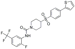 N-[2-FLUORO-5-(TRIFLUOROMETHYL)PHENYL]-4-([4-(2-THIENYL)PHENYL]SULFONYL)PIPERIDINE-1-CARBOXAMIDE Struktur