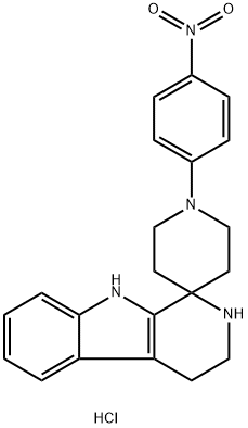 SPIRO-[N-(4-NITROPHENYL)PIPERIDINE-4',1-(1,2,3,4-TETRAHYDRO-BETA-CARBOLINE)]HYDROCHLORIDE Struktur