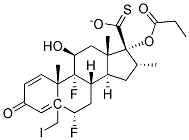 5-IODOMETHYL 6A,9A-DIFLUORO-11BETA-HYDROXY-16A-METHYL-3-OXO-17A-(PROPIONYLOXY)-ANDROSTA-1,4-DIENE-17BETA-CARBOTHIOATE Struktur