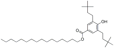 3,5-BIS[1,1-DIMETHYLETHYETHYL]-4-HYDROXYBENZOIC ACID HEXADECYL ESTER Struktur