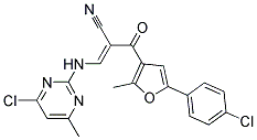 3-[(4-CHLORO-6-METHYLPYRIMIDIN-2-YL)AMINO]-2-{[5-(4-CHLOROPHENYL)-2-METHYL- 3-FURYL]CARBONYL}ACRYLONITRILE Struktur