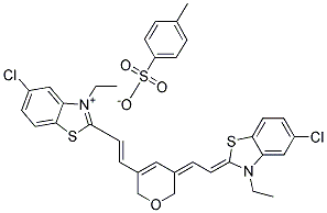 5-CHLORO-2-((E)-2-[5-((Z)-2-[5-CHLORO-3-ETHYL-1,3-BENZOTHIAZOL-2(3H)-YLIDENE]ETHYLIDENE)-2H-PYRAN-3(6H)-YL]ETHENYL)-3-ETHYL-1,3-BENZOTHIAZOL-3-IUM 4-METHYLBENZENESULFONATE Struktur