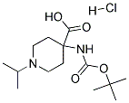 4-TERT-BUTOXYCARBONYLAMINO-1-ISOPROPYL-PIPERIDINE-4-CARBOXYLIC ACID HYDROCHLORIDE Struktur