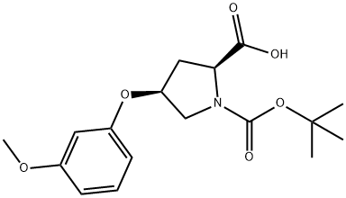 (2S,4S)-1-(TERT-BUTOXYCARBONYL)-4-(3-METHOXY-PHENOXY)-2-PYRROLIDINECARBOXYLIC ACID Struktur