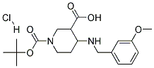 4-(3-METHOXY-BENZYLAMINO)-PIPERIDINE-1,3-DICARBOXYLIC ACID 1-TERT-BUTYL ESTER HYDROCHLORIDE Struktur