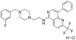 N-(2-[4-(3-FLUOROBENZYL)PIPERAZIN-1-YL]ETHYL)-8-PHENYL-2-(TRIFLUOROMETHYL)-1,6-NAPHTHYRIDIN-5-AMINE HYDROCHLORIDE Struktur