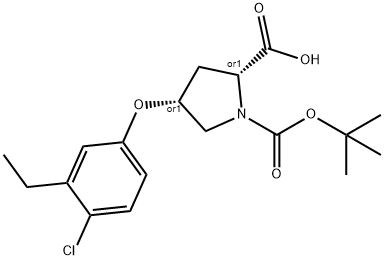 (2S,4S)-1-(TERT-BUTOXYCARBONYL)-4-(4-CHLORO-3-ETHYLPHENOXY)-2-PYRROLIDINECARBOXYLIC ACID Struktur