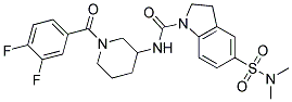 N-[1-(3,4-DIFLUOROBENZOYL)PIPERIDIN-3-YL]-5-[(DIMETHYLAMINO)SULFONYL]INDOLINE-1-CARBOXAMIDE Struktur