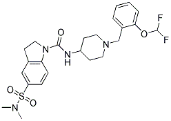 N-(1-[2-(DIFLUOROMETHOXY)BENZYL]PIPERIDIN-4-YL)-5-[(DIMETHYLAMINO)SULFONYL]INDOLINE-1-CARBOXAMIDE Struktur