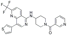 N-[1-(PYRIDIN-3-YLCARBONYL)PIPERIDIN-4-YL]-8-(3-THIENYL)-2-(TRIFLUOROMETHYL)-1,6-NAPHTHYRIDIN-5-AMINE Struktur