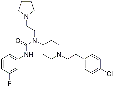 N-(1-[2-(4-CHLOROPHENYL)ETHYL]PIPERIDIN-4-YL)-N'-(3-FLUOROPHENYL)-N-(2-PYRROLIDIN-1-YLETHYL)UREA Struktur