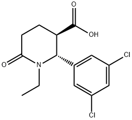 (2R,3R)-2-(3,5-DICHLOROPHENYL)-1-ETHYL-6-OXOPIPERIDINE-3-CARBOXYLIC ACID Struktur