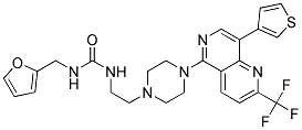 N-(2-FURYLMETHYL)-N'-(2-(4-[8-(3-THIENYL)-2-(TRIFLUOROMETHYL)-1,6-NAPHTHYRIDIN-5-YL]PIPERAZIN-1-YL)ETHYL)UREA Struktur