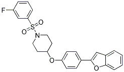 4-[4-(1-BENZOFURAN-2-YL)PHENOXY]-1-[(3-FLUOROPHENYL)SULFONYL]PIPERIDINE Struktur