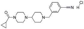 3-((4-[4-(CYCLOPROPYLCARBONYL)PIPERAZIN-1-YL]PIPERIDIN-1-YL)METHYL)BENZONITRILE HYDROCHLORIDE Structure