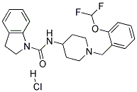 N-(1-[2-(DIFLUOROMETHOXY)BENZYL]PIPERIDIN-4-YL)INDOLINE-1-CARBOXAMIDE HYDROCHLORIDE Struktur