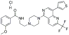 3-METHOXY-N-(2-(4-[8-(3-THIENYL)-2-(TRIFLUOROMETHYL)-1,6-NAPHTHYRIDIN-5-YL]PIPERAZIN-1-YL)ETHYL)BENZAMIDE HYDROCHLORIDE Struktur