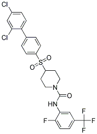 4-[(2',4'-DICHLOROBIPHENYL-4-YL)SULFONYL]-N-[2-FLUORO-5-(TRIFLUOROMETHYL)PHENYL]PIPERIDINE-1-CARBOXAMIDE Struktur