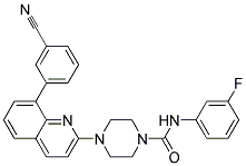 4-[8-(3-CYANOPHENYL)QUINOLIN-2-YL]-N-(3-FLUOROPHENYL)PIPERAZINE-1-CARBOXAMIDE Struktur