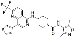 N-(3,5-DIMETHYLISOXAZOL-4-YL)-4-([8-(3-THIENYL)-2-(TRIFLUOROMETHYL)-1,6-NAPHTHYRIDIN-5-YL]AMINO)PIPERIDINE-1-CARBOXAMIDE Struktur