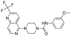 N-(3-METHOXYPHENYL)-4-[2-(TRIFLUOROMETHYL)-1,6-NAPHTHYRIDIN-5-YL]PIPERAZINE-1-CARBOXAMIDE Struktur