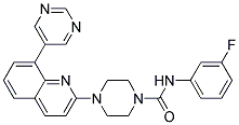 N-(3-FLUOROPHENYL)-4-(8-PYRIMIDIN-5-YLQUINOLIN-2-YL)PIPERAZINE-1-CARBOXAMIDE Struktur