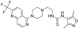 N-(3,5-DIMETHYLISOXAZOL-4-YL)-N'-(2-(4-[2-(TRIFLUOROMETHYL)-1,6-NAPHTHYRIDIN-5-YL]PIPERAZIN-1-YL)ETHYL)UREA Struktur