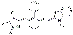 3-ETHYL-5-[(E)-(3-((E)-2-[3-ETHYL-1,3-BENZOTHIAZOL-2(3H)-YLIDENE]ETHYLIDENE)-2-PHENYL-1-CYCLOHEXEN-1-YL)METHYLIDENE]-2-THIOXO-1,3-THIAZOLIDIN-4-ONE Struktur