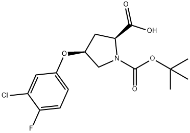 (2S,4S)-1-(TERT-BUTOXYCARBONYL)-4-(3-CHLORO-4-FLUOROPHENOXY)-2-PYRROLIDINECARBOXYLIC ACID Struktur