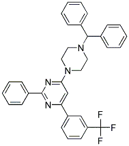 4-(4-BENZHYDRYL-PIPERAZIN-1-YL)-2-PHENYL-6-(3-TRIFLUOROMETHYL-PHENYL)-PYRIMIDINE Struktur