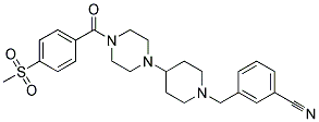 3-[(4-(4-[4-(METHYLSULFONYL)BENZOYL]PIPERAZIN-1-YL)PIPERIDIN-1-YL)METHYL]BENZONITRILE Struktur