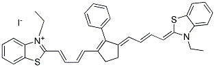 3-ETHYL-2-[(1E,3E)-4-(3-((E,2E)-4-[3-ETHYL-1,3-BENZOTHIAZOL-2(3H)-YLIDENE]-2-BUTENYLIDENE)-2-PHENYL-1-CYCLOHEXEN-1-YL)-1,3-BUTADIENYL]-1,3-BENZOTHIAZOL-3-IUM IODIDE Struktur