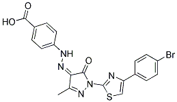 4-(N'-(1-[4-(4-BROMO-PHENYL)-THIAZOL-2-YL]-3-METHYL-5-OXO-1,5-DIHYDRO-PYRAZOL-4-YLIDENE)-HYDRAZINO)-BENZOIC ACID Struktur