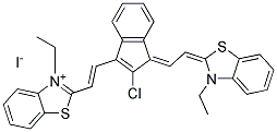 2-[(E)-2-(2-CHLORO-1-((E)-2-[3-ETHYL-1,3-BENZOTHIAZOL-2(3H)-YLIDENE]ETHYLIDENE)-1H-INDEN-3-YL)ETHENYL]-3-ETHYL-1,3-BENZOTHIAZOL-3-IUM IODIDE Struktur