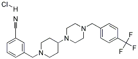 3-[(4-(4-[4-(TRIFLUOROMETHYL)BENZYL]PIPERAZIN-1-YL)PIPERIDIN-1-YL)METHYL]BENZONITRILE HYDROCHLORIDE Struktur