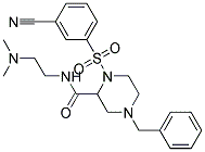 4-BENZYL-1-[(3-CYANOPHENYL)SULFONYL]-N-[2-(DIMETHYLAMINO)ETHYL]PIPERAZINE-2-CARBOXAMIDE Struktur