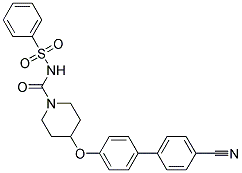 4-[(4'-CYANOBIPHENYL-4-YL)OXY]-N-(PHENYLSULFONYL)PIPERIDINE-1-CARBOXAMIDE Struktur