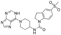 5-(METHYLSULFONYL)-N-[1-(1H-PURIN-6-YL)PIPERIDIN-4-YL]INDOLINE-1-CARBOXAMIDE Struktur