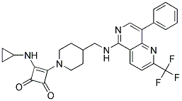 3-(CYCLOPROPYLAMINO)-4-[4-(([8-PHENYL-2-(TRIFLUOROMETHYL)-1,6-NAPHTHYRIDIN-5-YL]AMINO)METHYL)PIPERIDIN-1-YL]CYCLOBUT-3-ENE-1,2-DIONE Struktur