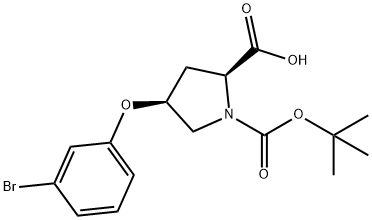 (2S,4S)-4-(3-BROMOPHENOXY)-1-(TERT-BUTOXYCARBONYL)-2-PYRROLIDINECARBOXYLIC ACID Struktur