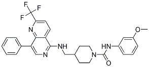 N-(3-METHOXYPHENYL)-4-(([8-PHENYL-2-(TRIFLUOROMETHYL)-1,6-NAPHTHYRIDIN-5-YL]AMINO)METHYL)PIPERIDINE-1-CARBOXAMIDE Struktur