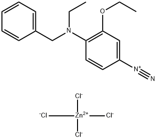 4-[benzyl(ethyl)amino]-3-ethoxy benzene diazonium zinc chloride Struktur