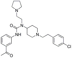 N'-(3-ACETYLPHENYL)-N-(1-[2-(4-CHLOROPHENYL)ETHYL]PIPERIDIN-4-YL)-N-(2-PYRROLIDIN-1-YLETHYL)UREA Struktur