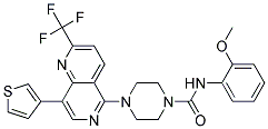 N-(2-METHOXYPHENYL)-4-[8-(3-THIENYL)-2-(TRIFLUOROMETHYL)-1,6-NAPHTHYRIDIN-5-YL]PIPERAZINE-1-CARBOXAMIDE Struktur