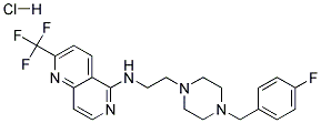 N-(2-[4-(4-FLUOROBENZYL)PIPERAZIN-1-YL]ETHYL)-2-(TRIFLUOROMETHYL)-1,6-NAPHTHYRIDIN-5-AMINE HYDROCHLORIDE Struktur