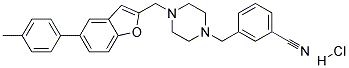 3-[(4-([5-(4-METHYLPHENYL)-1-BENZOFURAN-2-YL]METHYL)PIPERAZIN-1-YL)METHYL]BENZONITRILE HYDROCHLORIDE Struktur